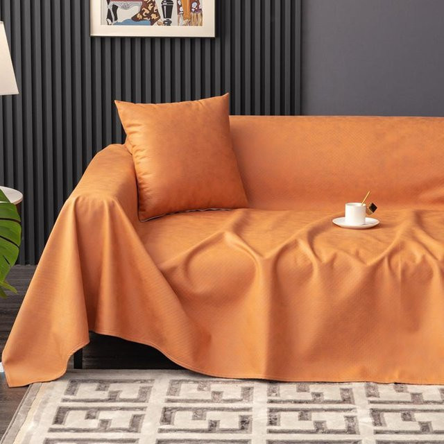 Wasserdichtes Sofatuch aus Kunstleder in Orange, kratzfestes und universelles Sofabezug-Set für alle Jahreszeiten, Breite: 210 cm, Tiefe: 150 cm - Bild 1