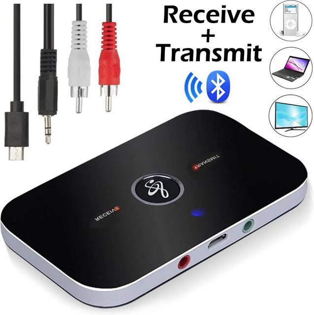 VIKEFON Bluetooth 5.0 Audio-Sender und Empfänger in Schwarz mit 3,5mm Klinke und USB-C - Bild 1