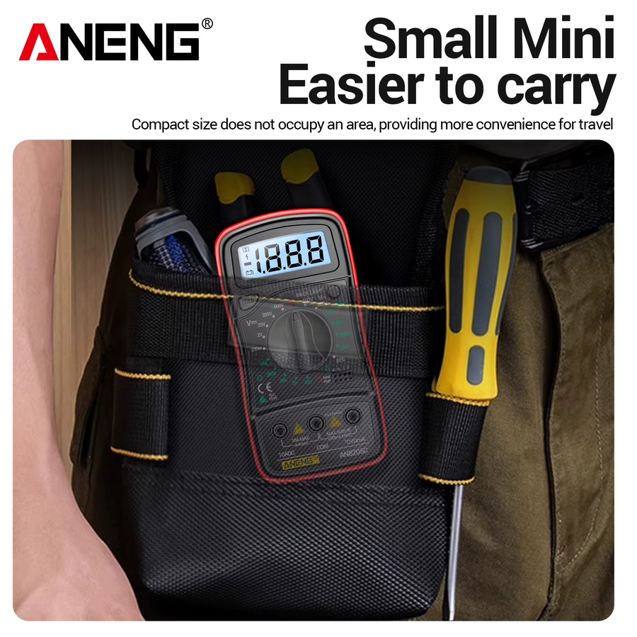 ANENG Digitalmultimeter AN8205C mit blauer Hintergrundbeleuchtung für AC/DC Spannung, Temperatur und hFE Triode Test - Bild 3