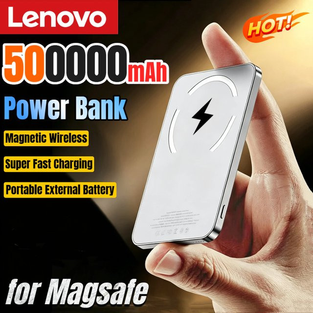 Lenovo Magnetische Powerbank mit kabellosem Laden und Superschnellladefunktion für MagSafe, Externer Akku für iPhone 17/16/15/14, 30000mAh, Schwarz oder Weiß - Bild 1