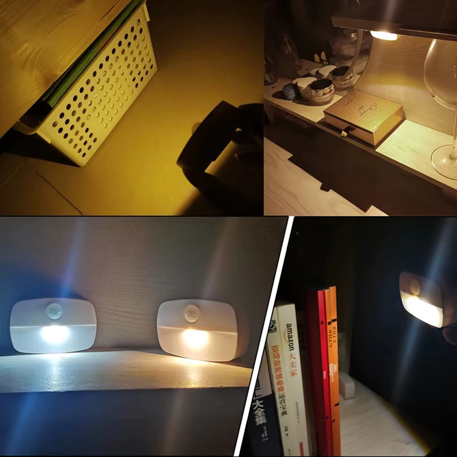 MeeToo 4er Set LED Nachtlicht mit Bewegungssensor, weiß, batteriebetrieben für Schlafzimmer, Treppe, Schrank und Flur - Bild 2