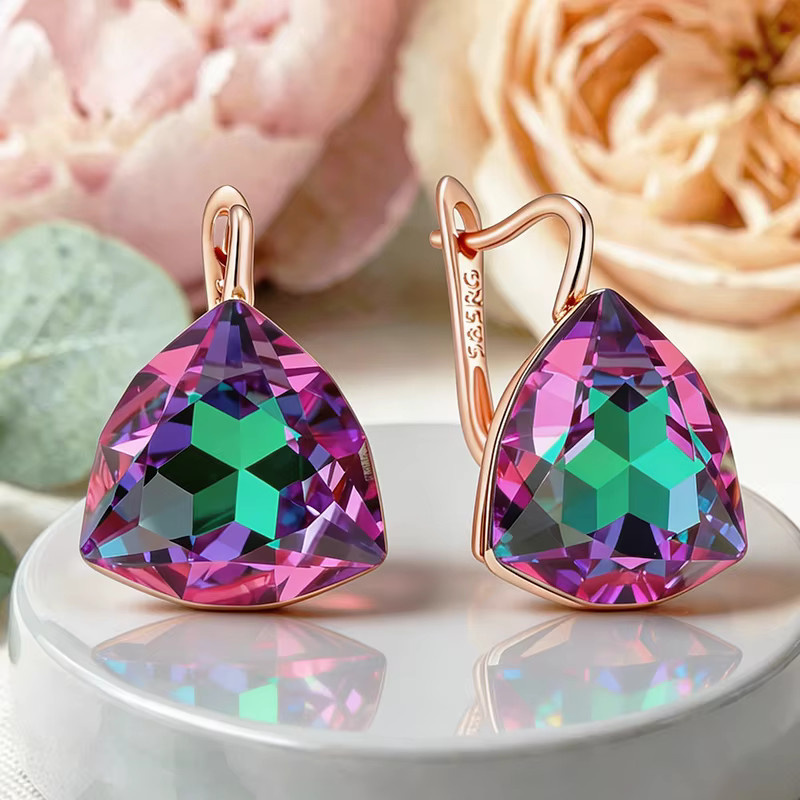 Wbmqda Ohrringe, 585 Roségold, Lila, Zirkonia, Damen - Bild 2