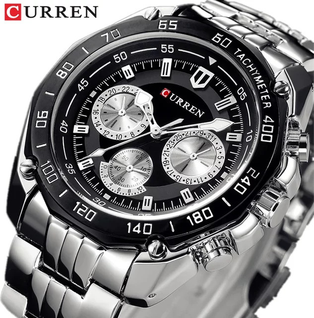 CURREN Armbanduhr Quarz, Edelstahl, Schwarz, Herren - Bild 1