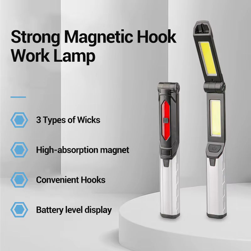 KDULIT Multifunktionale LED-Arbeitsleuchte in Schwarz mit Magnet und Haken, wiederaufladbare Taschenlampe für Outdoor, Camping und Notfälle - Bild 6