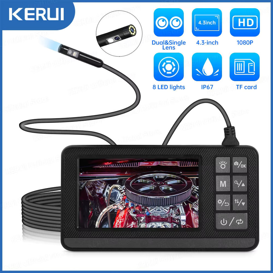 KERUI Industrieendoskop mit 4,3-Zoll-Bildschirm, 8 mm Objektiv, 8 LED-Lichtern und IP67 wasserdicht, Schwarz - Bild 3
