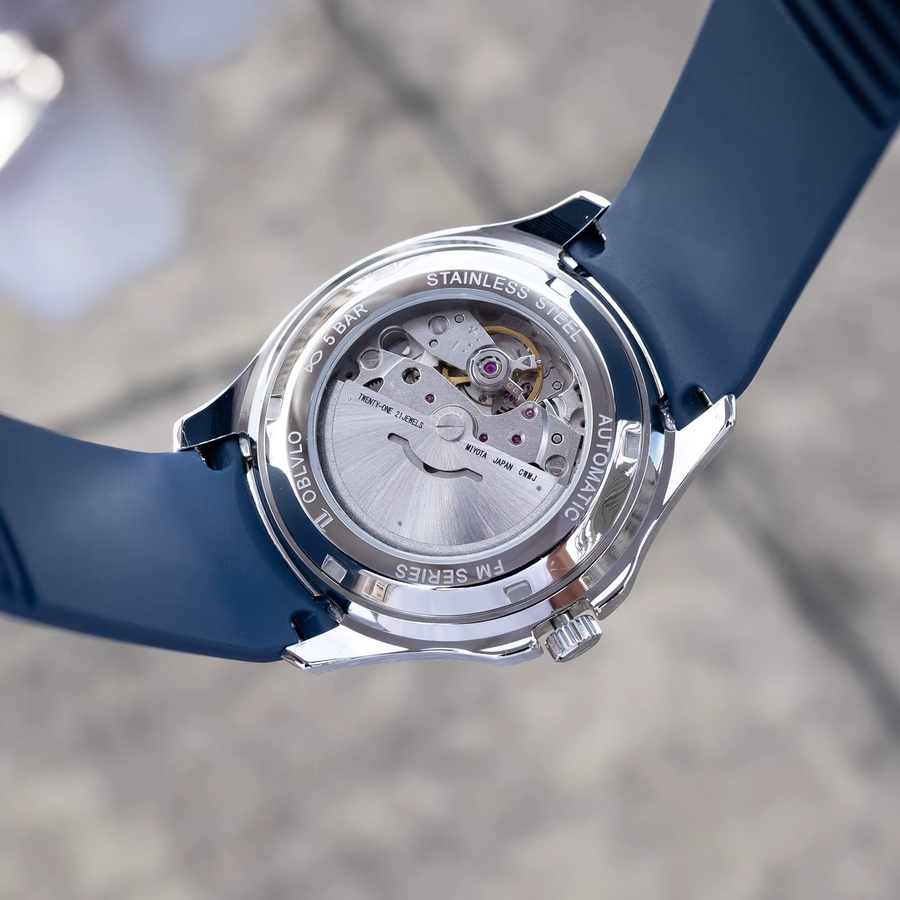 OBLVLO Armbanduhr Automatik, Edelstahl, blaues Zifferblatt, Herren - Bild 2