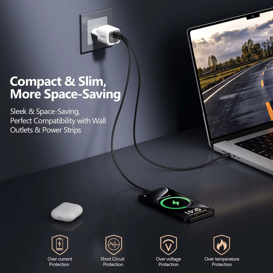45W Dual USB-C GaN Schnellladestation mit Power Delivery für Samsung S22/S24 - Bild 4