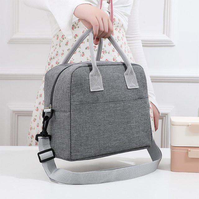 GOT-TOG Isolierte Lunchtasche aus Segeltuch mit Schultergurt in Pink, Thermo-Kühltasche für Arbeit und Picknick, Breite: 21,5 cm, Höhe: 27,0 cm - Bild 1