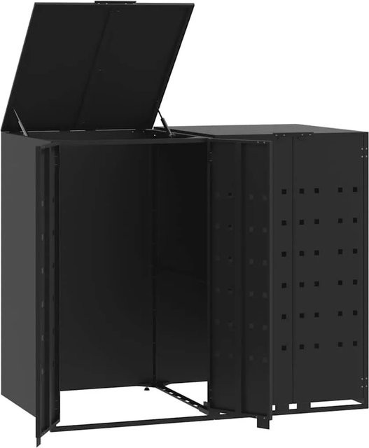 DELUKE Mülltonnenbox GORILO Mülltonnenverkleidung für 2 Tonnen aus Stahl in Schwarz Matt, B/T/H: 138 x 79 x 117 cm - Bild 1