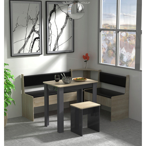 VCM Eckbankgruppe Esal Mini in Grau mit Tisch und Hockern, B/H/T: 153 x 80 x 123 cm - Bild 3