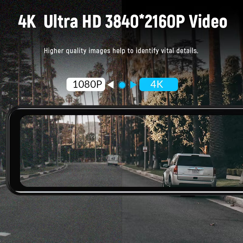 E-ACE 4K WIFI Dashcam Rückspiegel-Rekorder mit 12-Zoll Display und Sony Rückfahrkamera in Schwarz - Bild 3