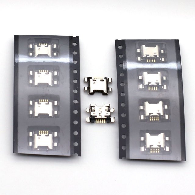 100 Stück Micro USB Ladebuchsen 5-Pin Dock Connector in Silber für Huawei 7C 7S 7A 7X 8E Honor 9 Lite Enjoy 8 Plus Y5 Y9 3I - Bild 1