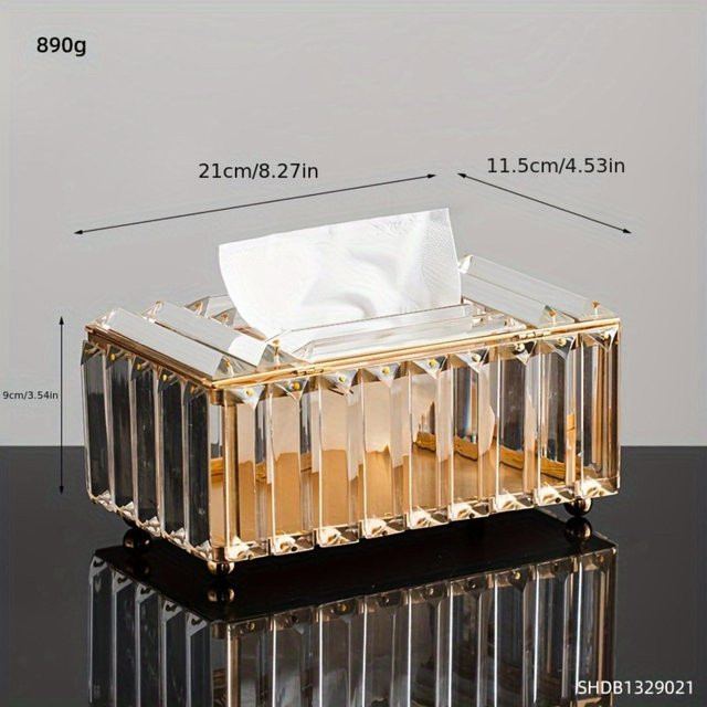 Luxuriöse Tissue Box aus Acryl in Transparent mit geometrischem Muster, Rechteckige Form, B/T/H: 21,0 x 11,5 x 11,5 cm - Bild 1