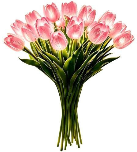 Bluelans LED Tulpenleuchte mit 15 rosa Kunstblüten aus PU als dekoratives Nachtlicht für Wohnzimmer und Schlafzimmer - Bild 1