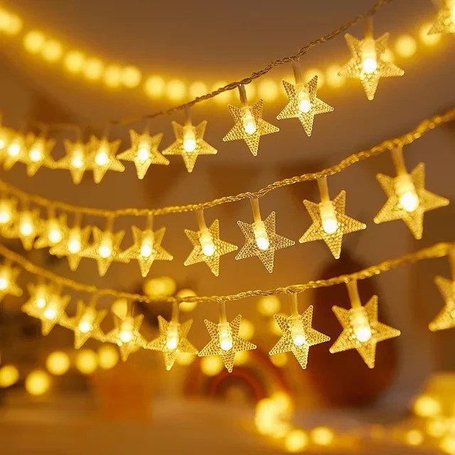 Sternförmige LED-Lichterkette OKAL RED EAST als Feenlichter-Girlande für Party, Hochzeit und Weihnachtsdekoration - Bild 1