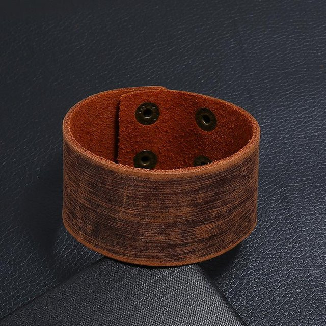 Armband Armreif, Rindsleder, Schwarz, Braun, Unisex, Vintage - Bild 1