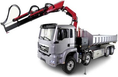 Thicon Models MAN TGS 8x8 Elektro RC Modell-LKW Bausatz im Maßstab 1:14 in Rot, Schwarz und Silbermetalleffekt - Bild 1