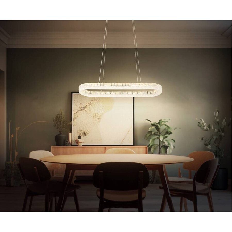 GLOBO Hängeleuchte LAUREL in Chrom und Transparent mit LED, dimmbar und Fernbedienung, B/H/T: 31,5 x 120 x 100,1 cm - Bild 2
