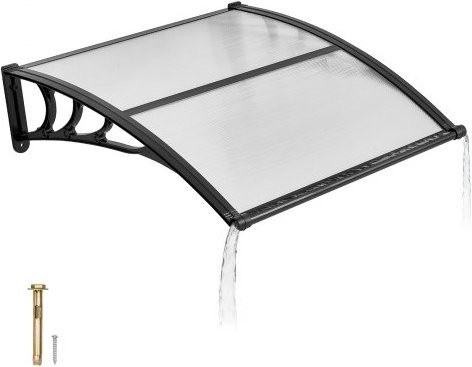 VEVOR Pultbogenvordach für die Haustür mit Entwässerung und ABS-Halterung aus Polycarbonat, Regen- Schnee- und Sonnenschutz, Braun, B: 96,5 cm x H: 101,7 cm - Bild 1