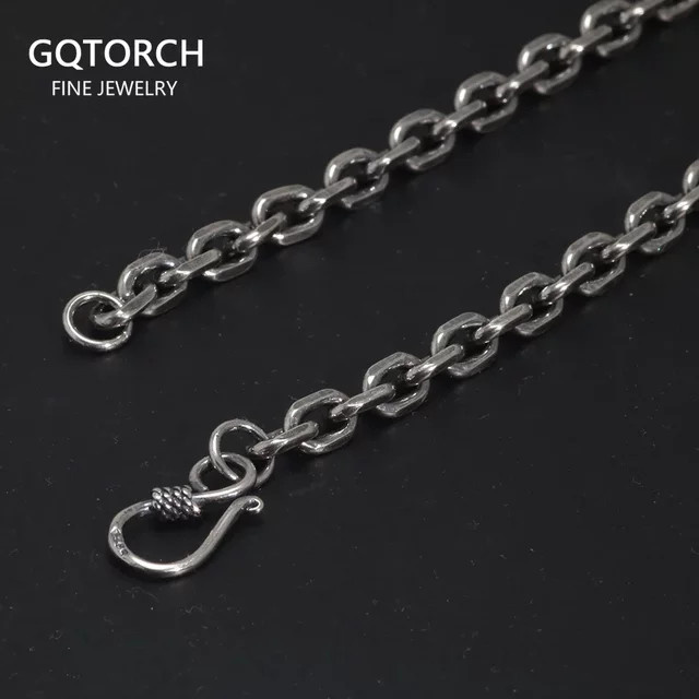 GQTorch Kabel-Gliederkette, 925 Silber, Vintage, Unisex - Bild 1