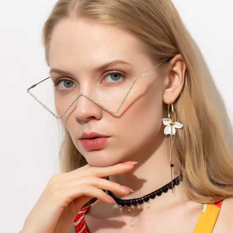 Kammt Halbrand Brille mit Strasssteinen, Damen, Metall - Bild 2