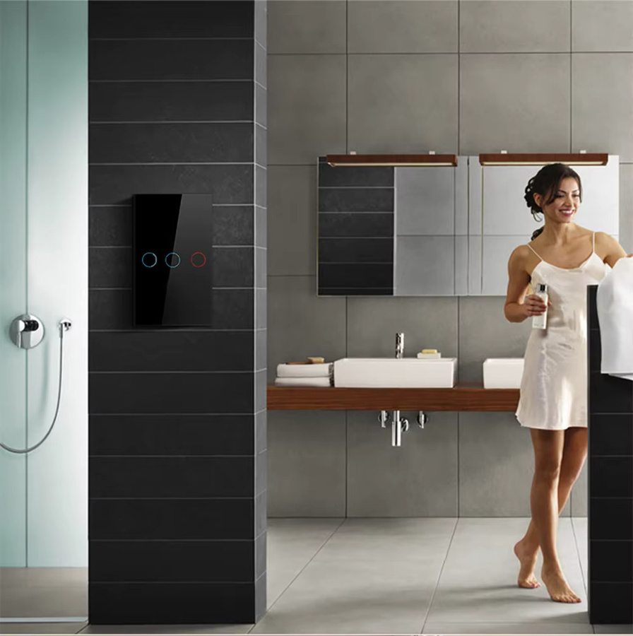 Moderner LED Touch Wand Lichtschalter mit Kristallglas Panel in Schwarz und Transparent - Bild 2