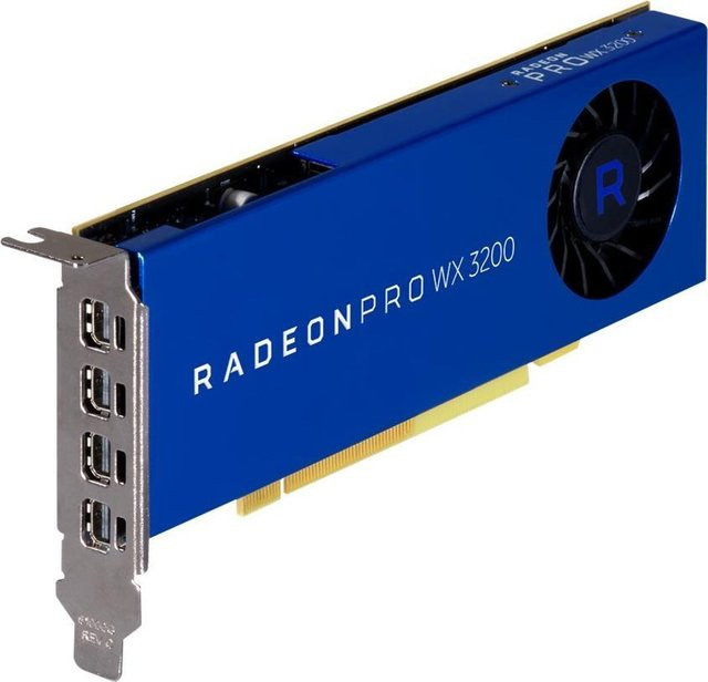 AMD Radeon Pro WX 3200 Grafikkarte mit 4GB GDDR5, PCIe 3.0 x16, Low-Profile und 4 x Mini DisplayPort - Bild 1