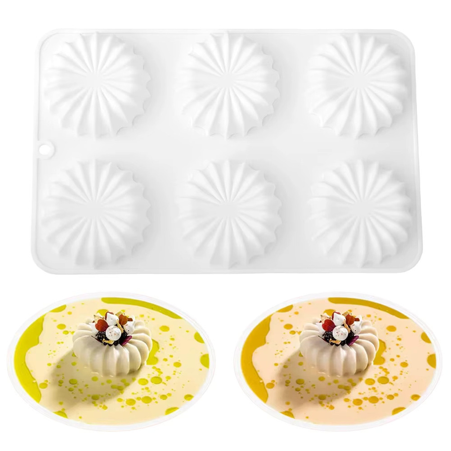 Meibum 6-fach Muschelblumen-Silikonform in Weiß für Mousse-Kuchen, Schokolade und Seifenherstellung - Bild 1