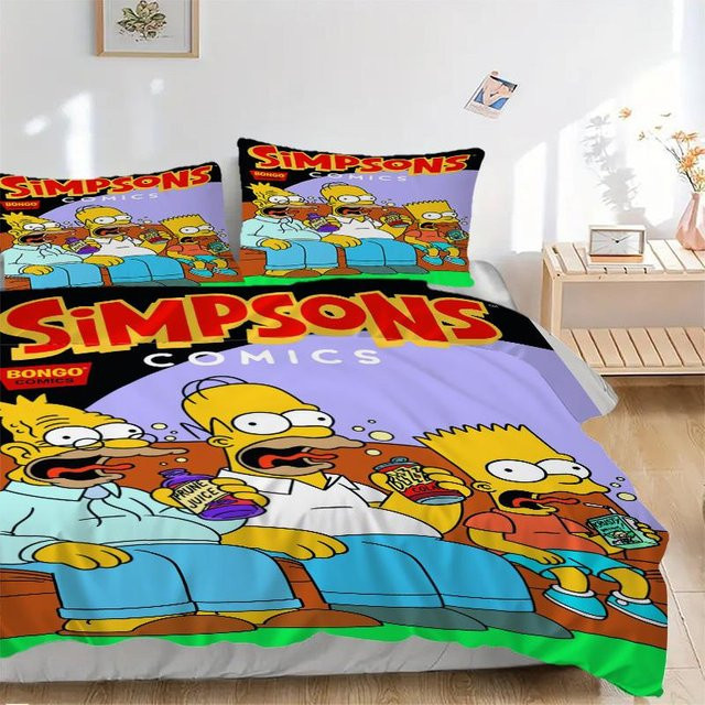 Simpsons Bettwäsche Set mit Familie Motiv in Gelb, bestehend aus 1 Bettbezug und 2 Kissenbezügen, B/H: 135 x 200 cm - Bild 1