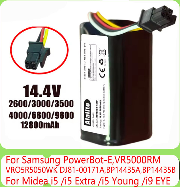 Vakuum-Akku für Midea, Samsung und Eureka mit 2800 mAh in Schwarz - Bild 1