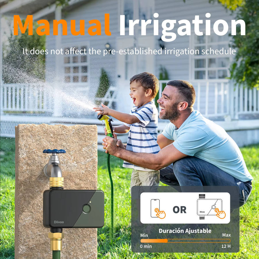 Diivoo WLAN-Bewässerungstimer für 1 Zone, intelligenter programmierbarer automatischer Bewässerungscontroller für deinen Garten und Rasen, Schwarz - Bild 5