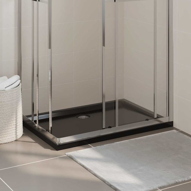 vidaXL Rechteckige Duschwanne aus Kunststoff in Schwarz, B: 100 cm, T: 70 cm - Bild 1