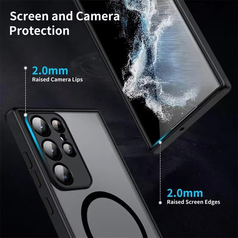 Magnetische Handyhülle mit Linsenschutz und Stoßfestem Cover für Samsung Galaxy S26 S25 S24 S23 Ultra Plus FE in Schwarz und Blau mit kabellosem Laden - Bild 2