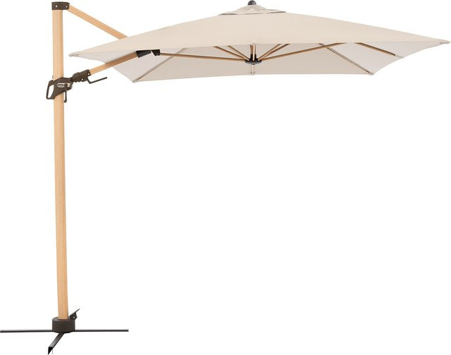 Doppler Ampelschirm Alu Wood AX Ultra in Beige mit Standkreuz, B: 300 cm, H: 220 cm - Bild 1
