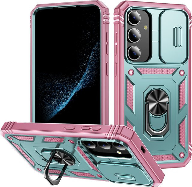 Samsung Anti-Klopf-Hartschalen-Rüstungshülle für Galaxy S25 Ultra S24 Plus S23FE S24FE S25 Edge S23 Cover in Pink und Grün - Bild 1