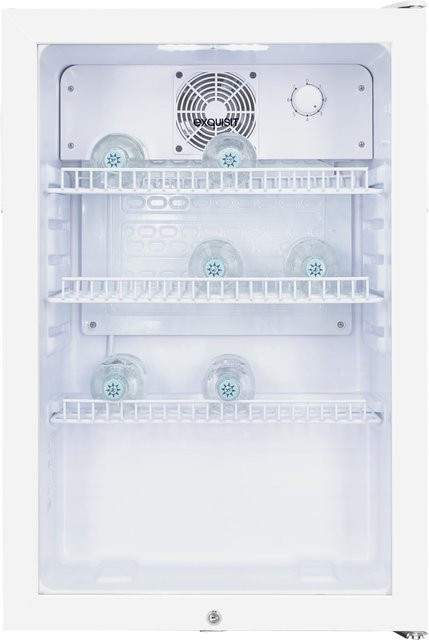 Exquisit Glastürkühlschrank GKS120-GT-160C Weiß mit 118 l Volumen, Umluftkühlung, 3 Ablagen und Türschloss - Bild 1