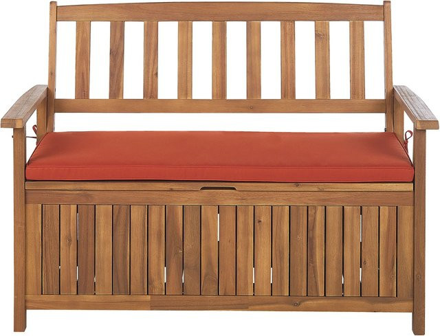 Beliani Gartenbank aus Akazienholz in Rot und Braun, B/T/H: 120 x 60 x 91 cm - Bild 1