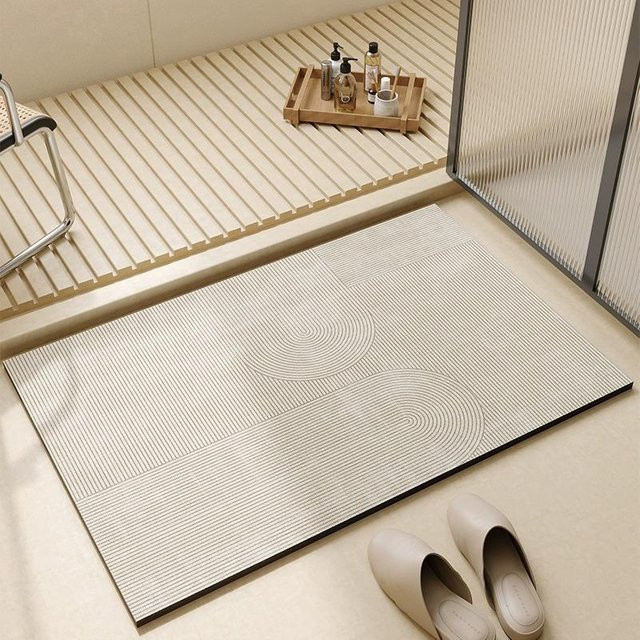 Rutschfeste Badezimmerbodenmatte aus Diatomeenerde von Yiran Furniture in Beige, B/T: 60 x 40 cm - Bild 1