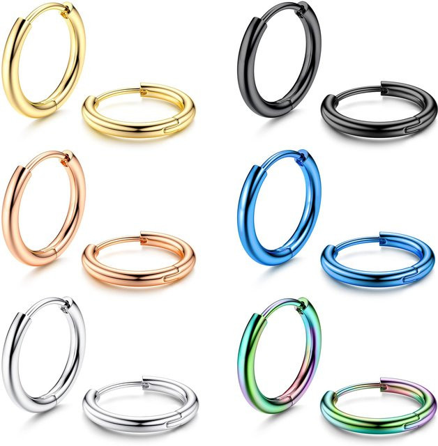 YULIN Creolen Set, Edelstahl, Bunt, Unisex, 12mm - Bild 1