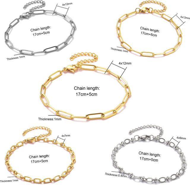 GRACE MOMENTS Armband Büroklammer-Kreuzgliederkette, Edelstahl, Damen - Bild 1