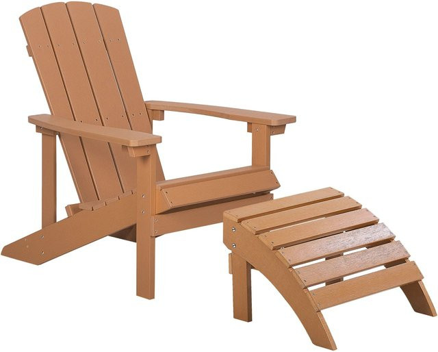 Beliani Gartenstuhl in hellem Holzfarbton mit Armlehnen, wetterfest und UV-beständig, B/T/H: 88 x 75 x 88 cm - Bild 1
