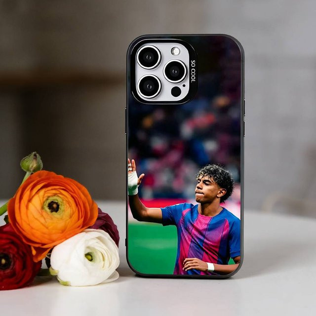 L-Lamine Y-Yamal Handyhülle für iPhone 11 bis 17 Pro Max und XS, Buntes Silber Design Cover - Bild 1
