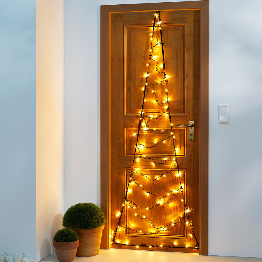 XXL-LED-Türvorhang Tannenbaum von Moderne Hausfrau in Schwarz mit warmweißem Licht und Timer - Bild 2