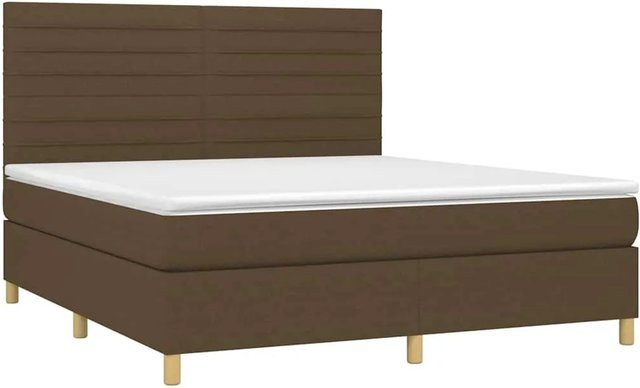 vidaXL Boxspringbett mit Matratze und LED in Dunkelbraun, Hybridbett mit USB-Anschluss und Kopfteil, B/T: 180 x 200 cm - Bild 1