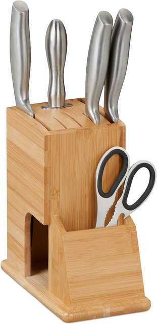 Relaxdays Messerblock aus Bambus in Natur Braun, unbestückt, B/T/H: 21 x 11 x 22 cm - Bild 1