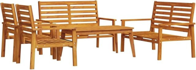 vidaXL 5-tlg Garten-Lounge-Set aus Massivholz Akazie in Braun mit Polstern - Bild 1