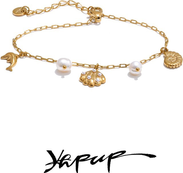 Yhpup Charm-Armband, Edelstahl, Perle, Muschel, Unisex - Bild 1