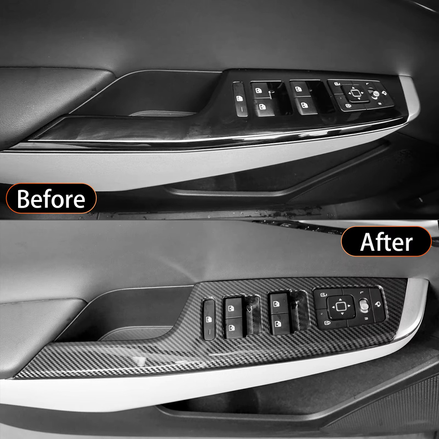 ZHEN YI TIE Carbon Faser Stil ABS Fensterheber Schalter Panel und Tür Armlehne Pad Abdeckung Trim für KIA EV6 2022 2023 2024 in Schwarz - Bild 3
