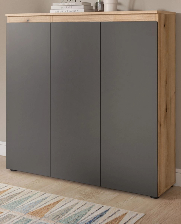 Kommode Assino von Inn.Furn in Grau und Eiche, B/H: 105 x 111 cm - Bild 1