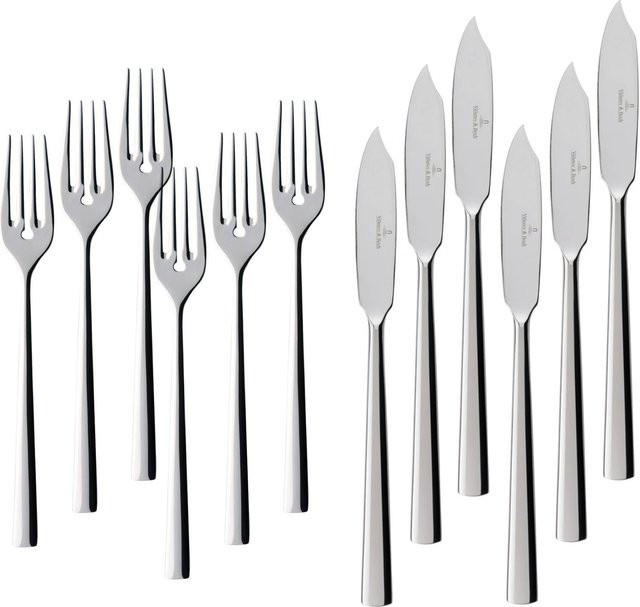 Villeroy & Boch Piemont Fischbesteck 12-teiliges Set aus Edelstahl in Silber poliert - Bild 1